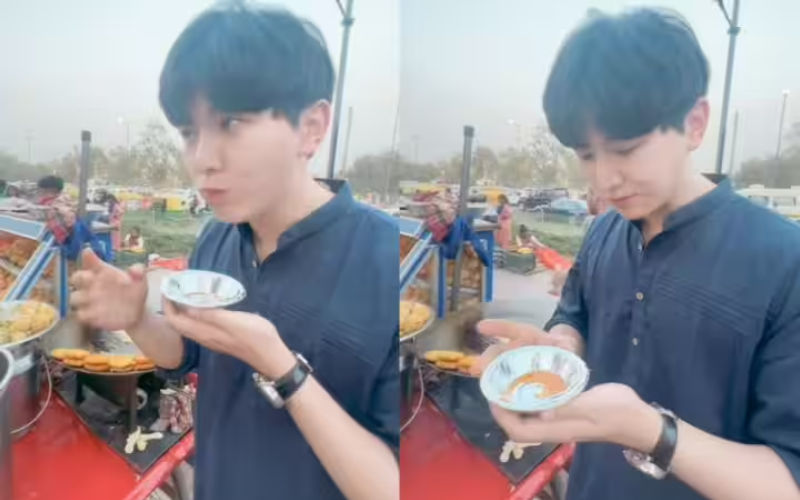 VIRAL! Korean Man Tastes Teekhi Pani Puri From The Streets! Desis Cannot Keep Calm As He Keeps Asking For More-WATCH VIDEO