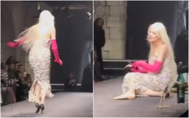 VIRAL! US Supermodel Kristen McMenamy FALLS DOWN On The Runway As She Struggles To Walk! Netizens Slam Valentino-WATCH!