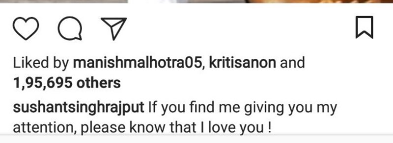 Kriti Sanon Likes SSR Post