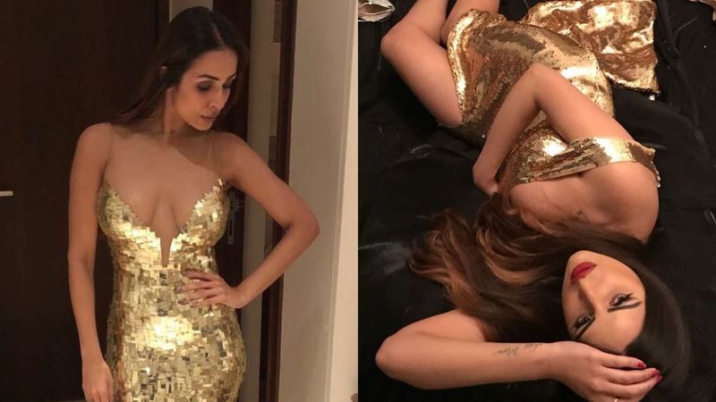 Bigg Boss 13's Himanshi Khurana Or Malaika Arora: Who Werked The Sequined Deep-Neck Golden Dress Better?