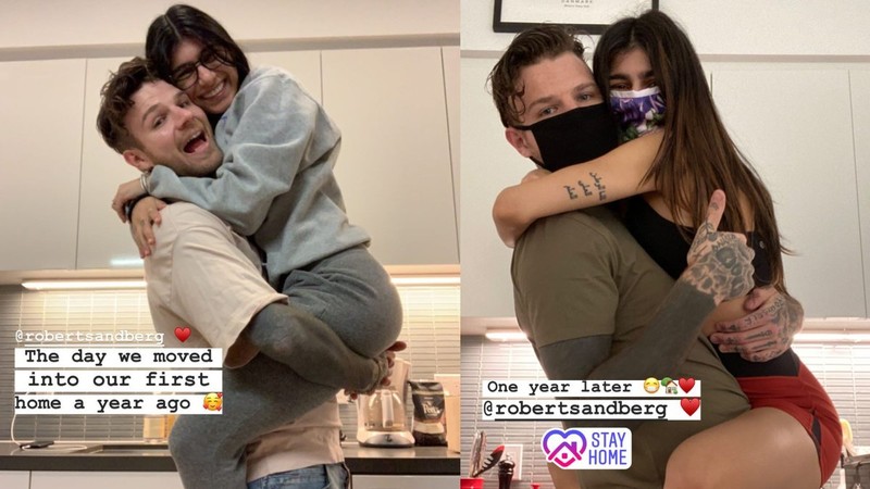 Mia Khalifa Robwrt Sandberg Videos - Former Porn Star Mia Khalifa And Hubby Robert Sandberg Share 'Then And Now'  Pics Of Them Romancing In Kitchen; Reason Behind Is Quite Special