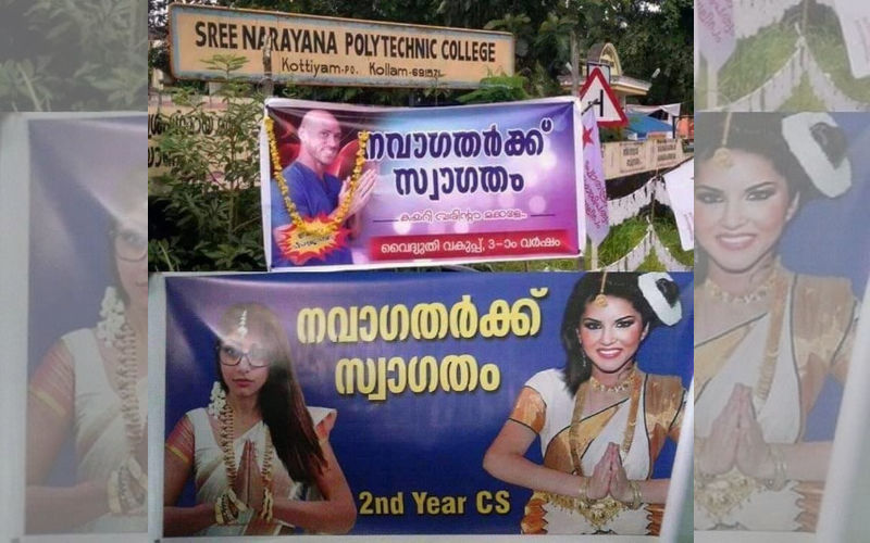 BIZZARE! Kerala College Says ‘Please CUM’ As They Use Pictures Of Mia Khalifa And Sunny Leone To Welcome Students-SEE PIC