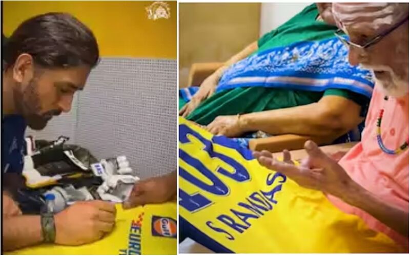 CSK Stalwart MS Dhoni Signs A Special Jersey For His 103-Year-Old Superfan! Take A Look At The VIRAL Moment Below – WATCH VIDEO