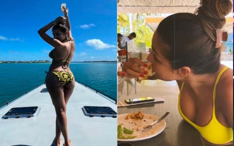 Malaika Arora Flaunts Her Bikini Body In Video From Maldives Vacay; Gorges On Pizza And Goes Cycling With Beau Arjun Kapoor In The Woods -WATCH