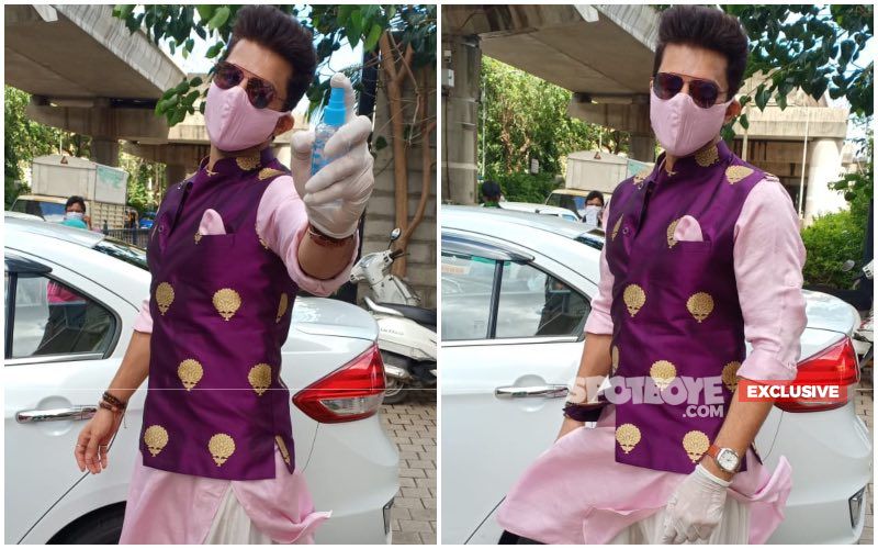 Manish Raisinghan-Sangeita Chauhaan Marriage: Groom Leaves His House Wearing Sherwani With Matching Mask, Sprays Generous Sanitiser - EXCLUSIVE