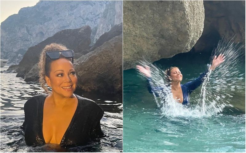Mariah Carey Flaunts Her Cleavage In Plunging Neckline; Puts On Busty Display As She Splashes In Waters Of Capri-SEE PICS