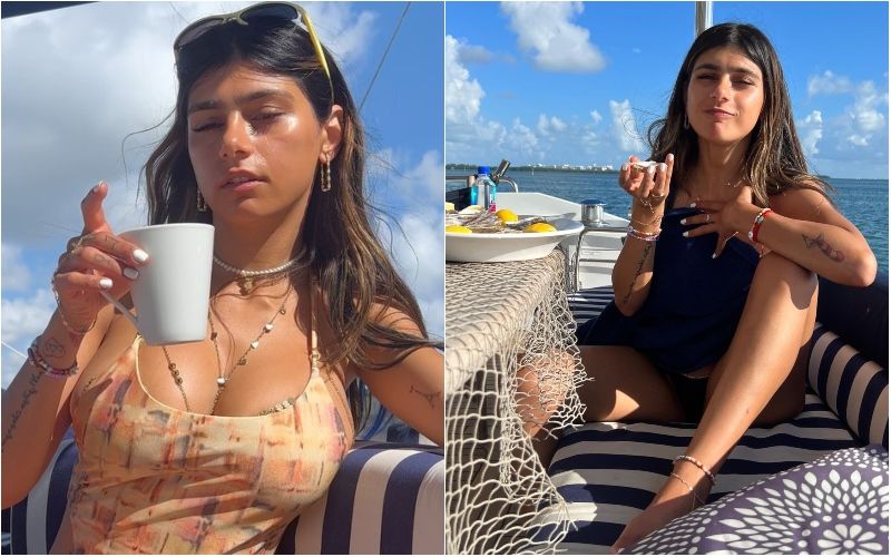 Mia Khalifa Shares New Sultry Pics And Clips From Her Vacation; Barely Covers Her B**bs In Tiny Tiger Print Bikini-WATCH!
