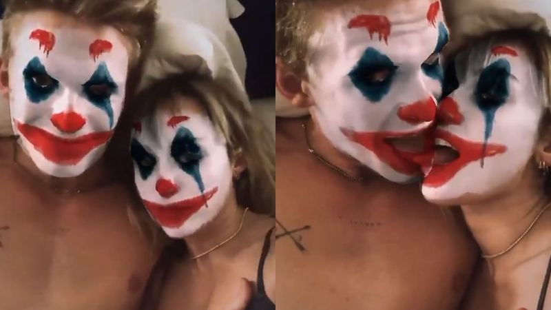 Miley Cyrus And Cody Simpson Get Intimate In Bed But It’s Their Creepy ‘Joker’ Halloween Filter That Screams For Attention – Watch Video