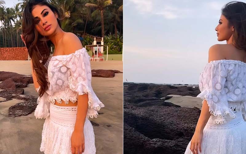 Mouni Roy Stuns In White Off-Shoulder Crop Top And Short Skirt; Gives Fans A Glimpse Of Her Beach Day In Goa -WATCH VIDEO