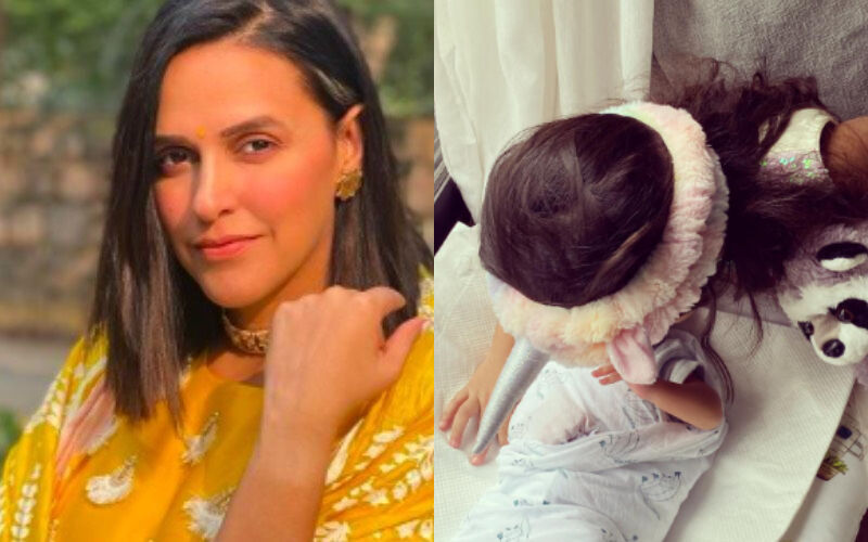AWW! Neha Dhupia Captures A Beautiful Shot Of Daughter Mehr, Kissing Her Newborn Baby Brother; SEE PHOTOS