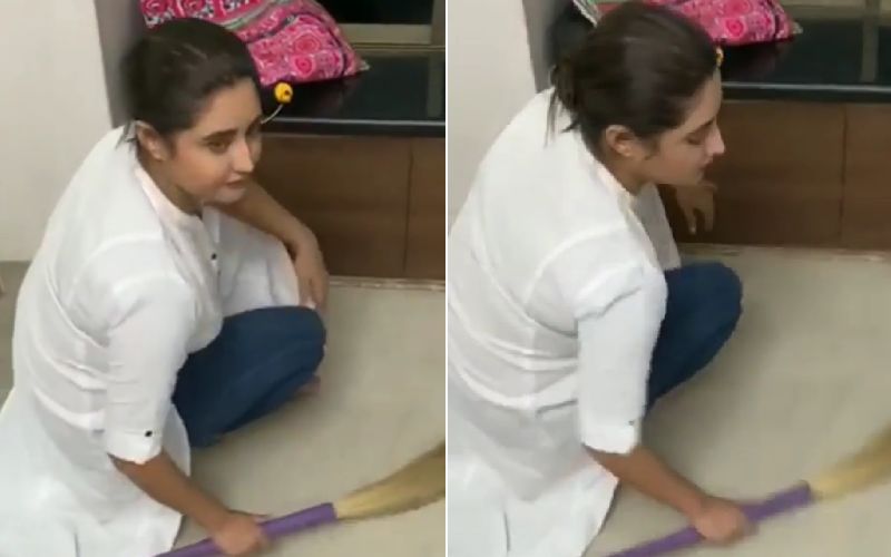 Rashami Desai Sweeps The Floor; Fans Mock Her, 'Makeup Kar Ke Kaun Jhadu Lagata Hai?'
