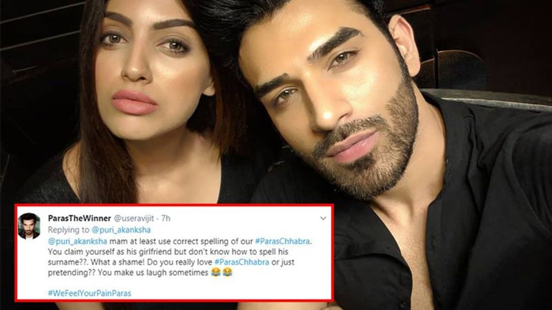 Bigg Boss 13: Paras Chhabra's GF Akanksha Puri TROLLED For Misspelling His Name; Actress Hits Back With A Vague Reply
