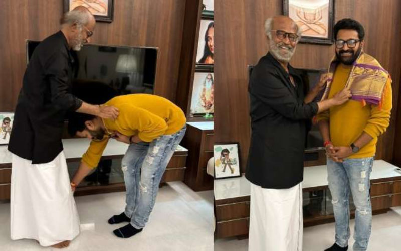 Rishab Shetty Has Fanboy Moment As He Meets Rajinikanth After Kantara's Success! Touches His Feet And Takes Blessings