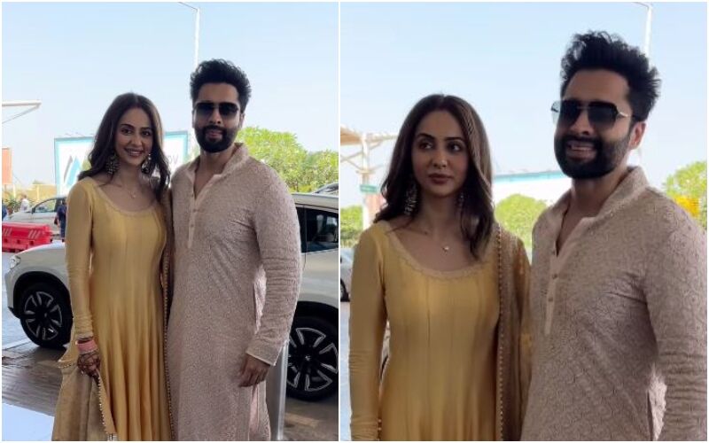 Rakul Preet Singh-Jackky Bhagnani Make FIRST Public Appearance Post Wedding; Duo Look Simply Elegant In Ethnic Wear - WATCH