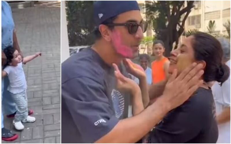 Ranbir Kapoor's Daughter Raha Kapoor Has The Cutest Expression As She Sees Papa Play Holi With Neighbours - WATCH VIRAL VIDEO