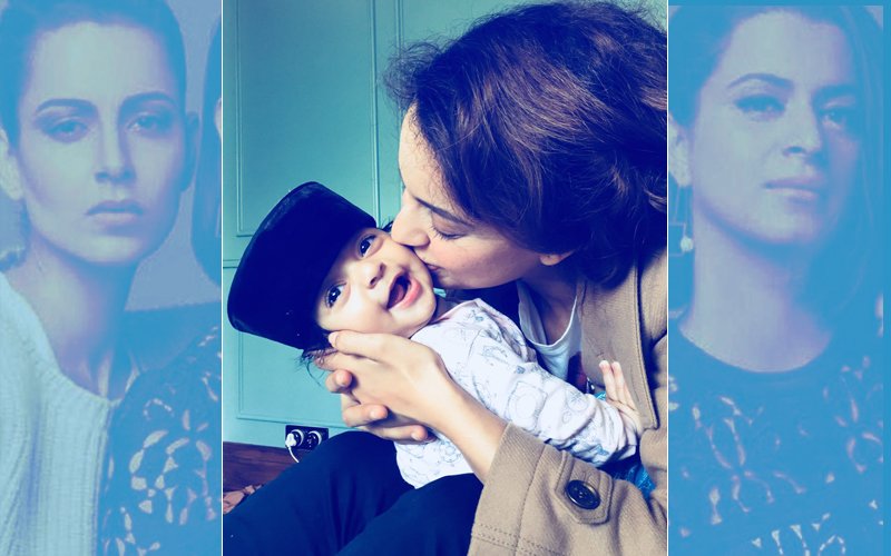 Pic: Kangana Ranaut Gives Her Adorable Nephew A Tight Peck On The Cheek