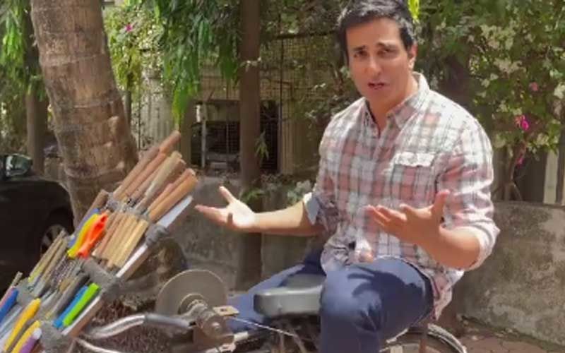 Sonu Sood Gives Fitspiration As He Sharpens Knives While Cycling; Performs The Tough Task Like A Pro-WATCH Video