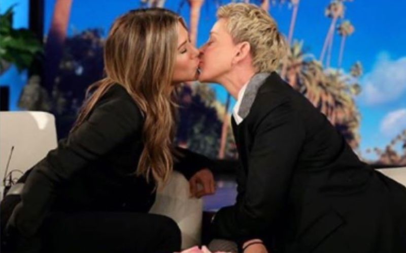 Jennifer Aniston Kisses Ellen DeGeneres On The Lips, Latter Says The Former Has 'Soft Lips'-Watch Video
