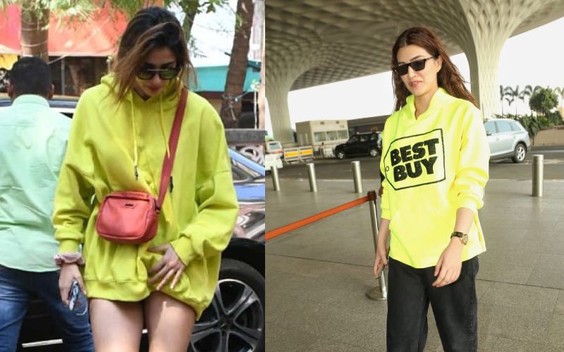 Disha Patani - Kriti Sanon Up Their Sweatshirt Game In Almost Same Neon Hoodies - Who Werked It Better Though?