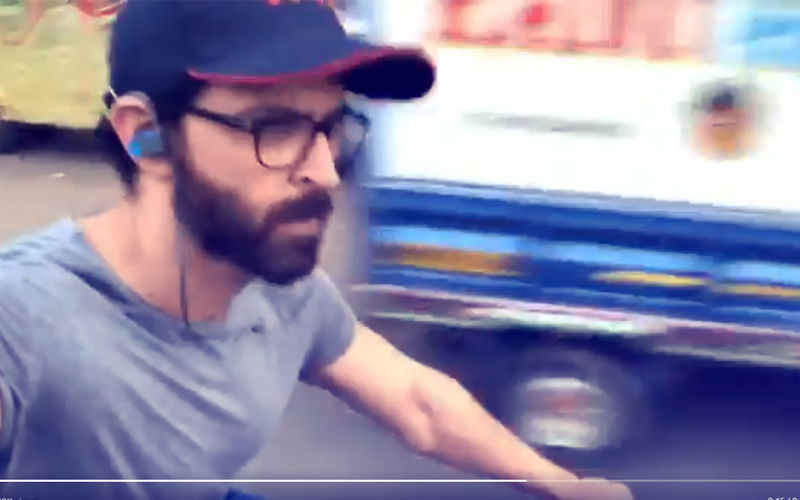 Hrithik Roshan Gets Trolled  For Taking A Selfie Video While  Riding A Bicycle On Mumbai Roads