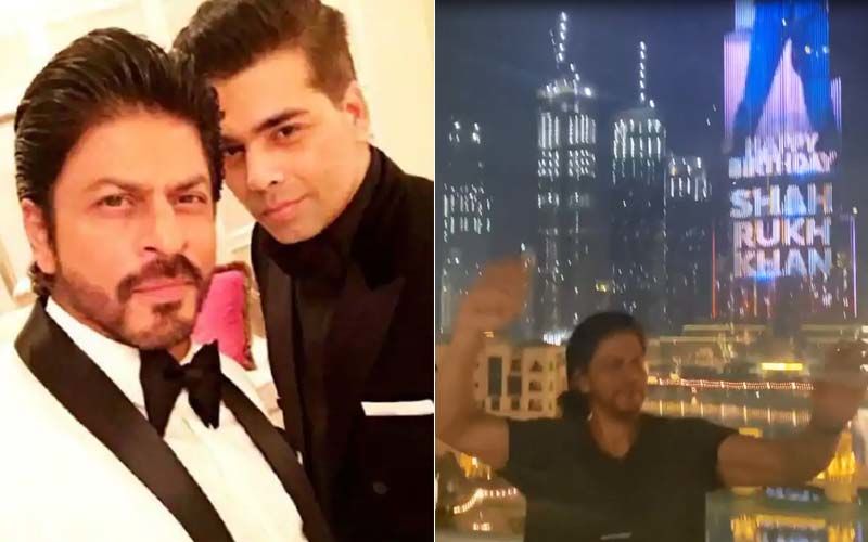 Karan Johar Flies Off To Dubai To Celebrate Shah Rukh Khan’s Birthday; Captures A Happy SRK Watching Burj Khalifa Lit Up With Birthday Messages