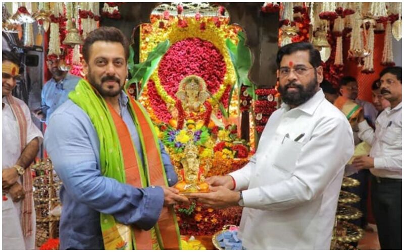 Salman Khan Pays A Visit To Maharashtra CM Eknath Shinde's Residence For Ganpati Darshan And Performs Aarti - SEE PICS