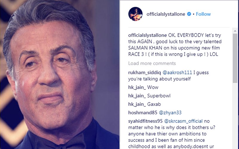 Sylvester Stallone Mocks Himself Over The Salman Khan – Race 3 Goof-Up!
