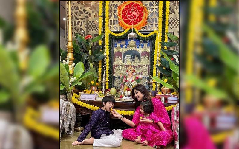 Ganesh Chaturthi 2021: Shilpa Shetty Shares Beautiful Photos With Her Kids As She Welcomes Ganpati Bappa Home; Mother And Daughter Twin In Pink