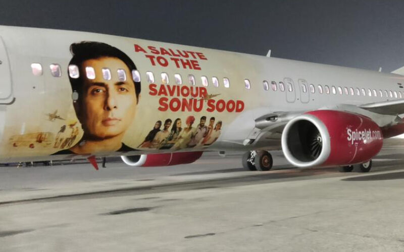 Sonu Sood Gets Honoured By Airplane For His Work During Covid-19; Plane Takes off With His Picture On It; Actor Says, 'Maa Ki Dua Ka Asar'