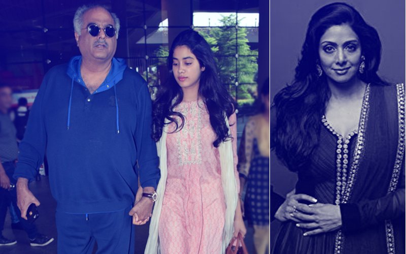 Janhvi & Boney Kapoor Bring Sridevi's National Award Back Home In Mumbai