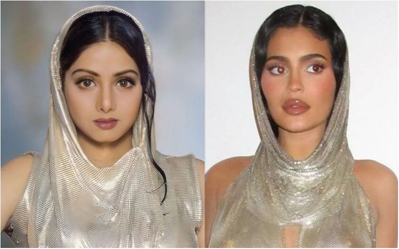 Kylie Jenner Takes Inspiration From Sridevi’s 90s Photoshoot; Divas Style Shimmery Top With A Cowl Neck And Hood! Who Wore It Better?
