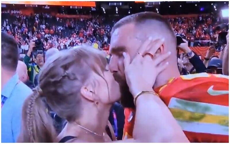 Taylor Swift Kisses Beau Travis Kelce After Kansas City Chiefs Win 2024 Super Bowl - WATCH