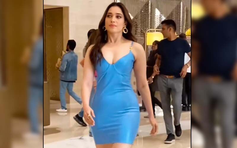 Tamannaah Bhatia Gets TROLLED For Her Walk, Stuns In A Blue Leather Dress; Netizen Says, 'Why Is She Walking Like That' -WATCH VIDEO