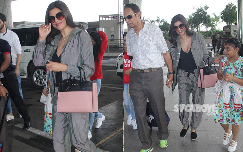 Sushmita Sen Along With Her Daughters And Beau Rohman Shawl Jet Off To Goa For Her Brother Rajeev's Wedding