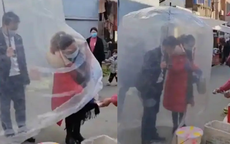 VIRAL! Chinese Couple’s Unique And Innovative Protective Shield Amid COVID-19 Surge In China Stuns The Internet-WATCH