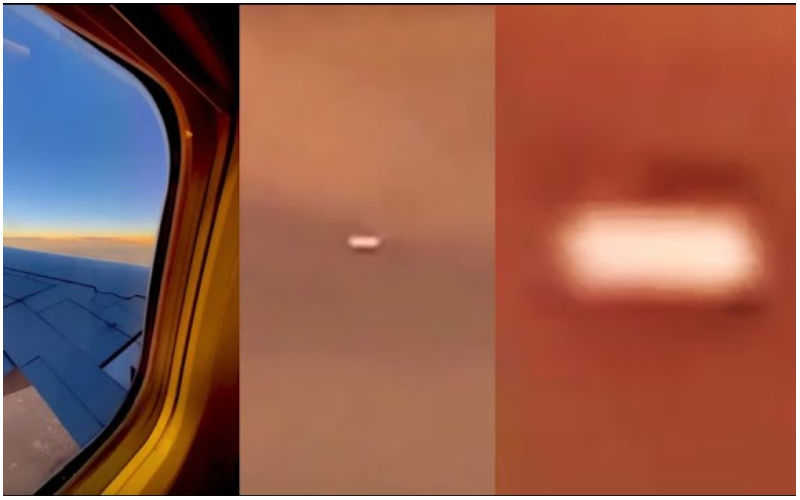 VIRAL! ‘Cigar-Shaped’ UFO Spotted In Sky? Mysterious Object Approaches An Airplane In Mid-Air Leaving Passengers Baffled-WATCH