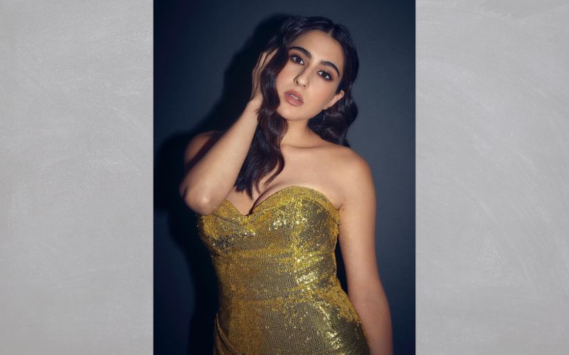 Sara Ali Khan HOT PHOTOS: Actress Shows Off Her CLEAVAGE And Sexy Body In Golden Shimmery Backless Bodycon Dress