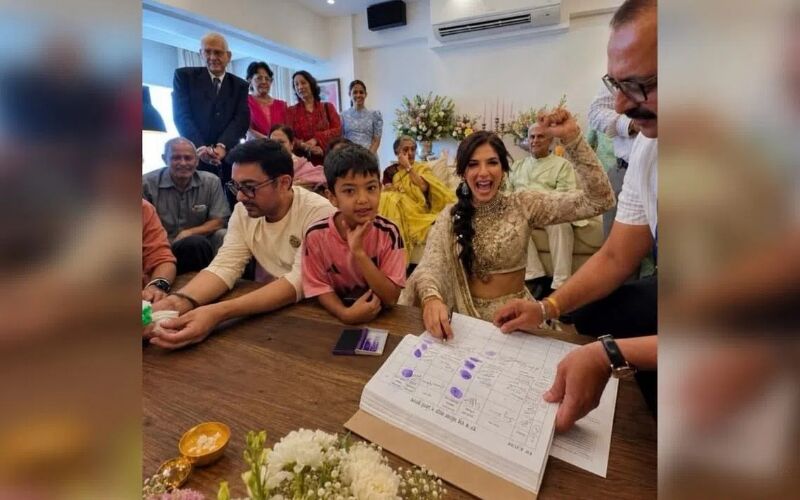 Aamir Khan-Gauri Spratt Wedding FIRST PHOTO OUT: Newlyweds Exchange Vows In Presence Of Family And Children