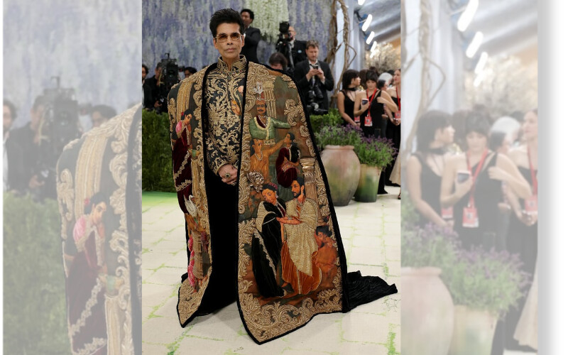 karan johar pays tribute to raja ravi varma at met gala 2026 debut with 6 foot painted coat