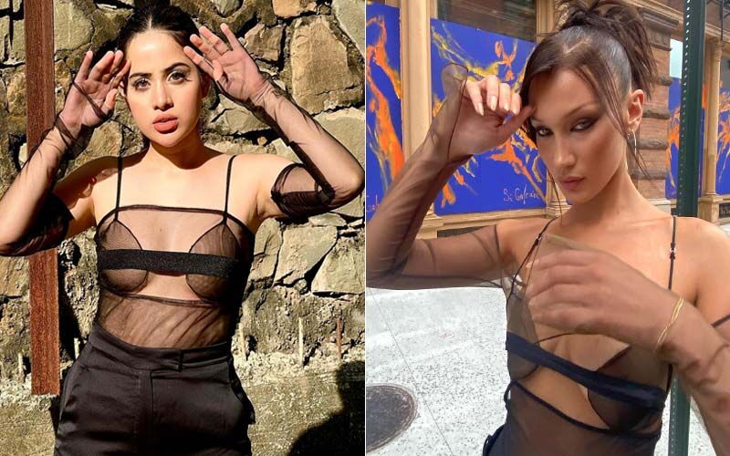 Bigg Boss OTT's Urfi Javed Gets Slammed For Copying Supermodel Bella Hadid By Wearing A Sexy Black See-Through Outfit