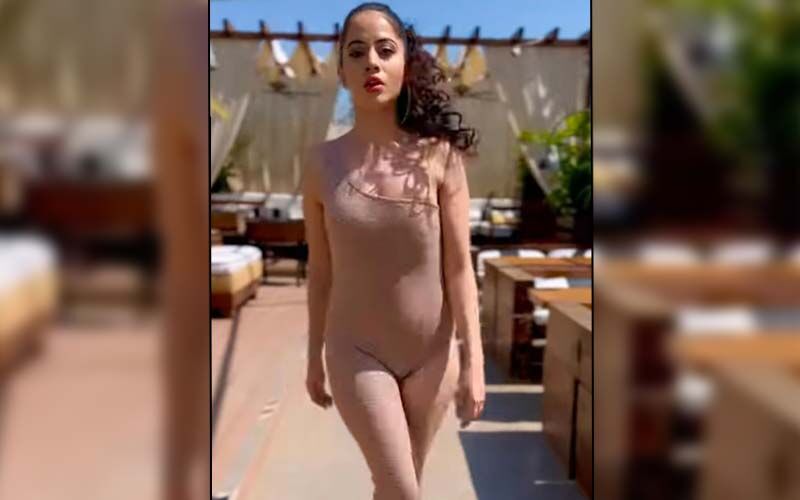 Urfi Javed Gets TROLLED For Copying Kim Kardashian-Kylie Jenner; Actress Wears Nude One Leg Leotard, Netizen Says, 'Hadh Hai' -WATCH