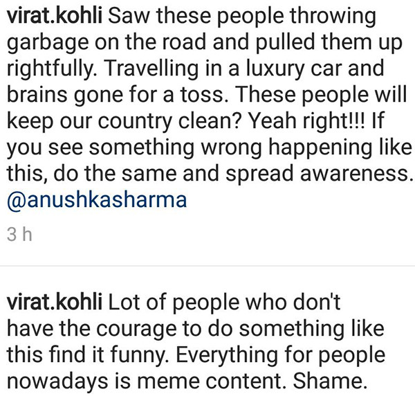 Virat Kohli Instagram Comments