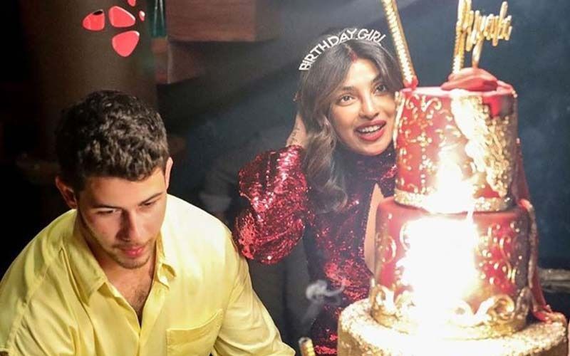 Priyanka Chopra's Three Tier Cake Is All Things Gold But She Flaunting Her Sindoor Has Caught Our Eyes