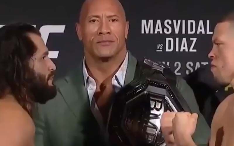 UFC 244: WWE Star Dwayne Johnson Aka The Rock Holding The BMF Title Before Announcing The Winner Is All Things Nostalgia