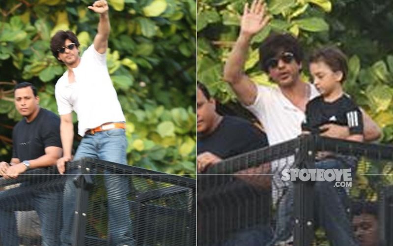 Happy Birthday Shah Rukh Khan: Actor Creates Fan Frenzy Outside Mannat; Meets Fans With AbRam