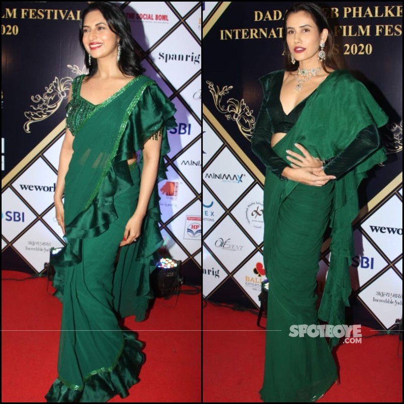 Divyanka Tripathi Mehendi Green Frill Border Lycra Saree