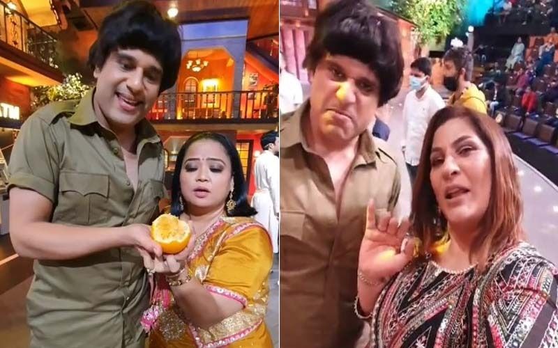 The Kapil Sharma Show: Krushna As Dharmendra Pulls Archana Puran Singh And Bharti Singh’s Leg In This Funny BTS Video-WATCH