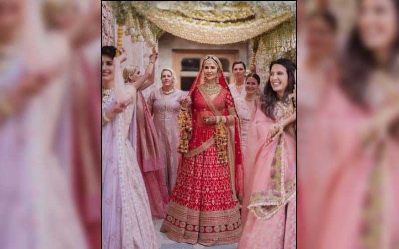 Katrina Kaif’s NEW WEDDING PICS OUT; Actress Looks Breathtaking In Red Lehenga, Newlywed Escorted To The Mandap By Her Sisters