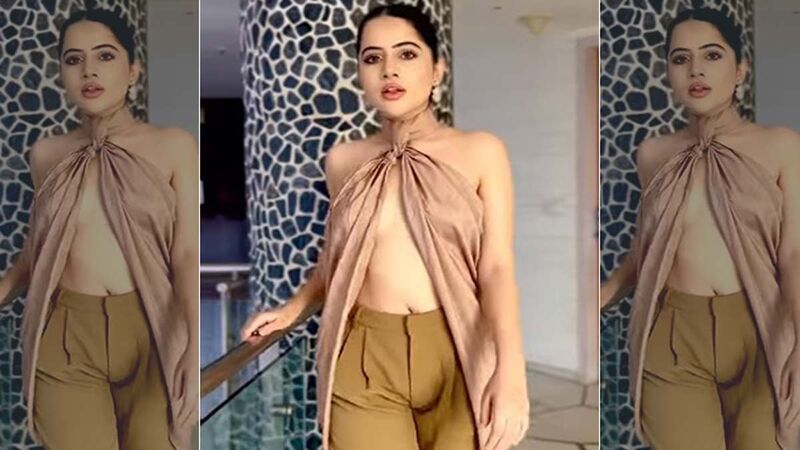 Urfi Javed Raises Hotness Quotient As She Turns A Silk Cloth Into Sexy Backless Top; A Netizen Trolled Her Saying, ‘Sasti Kendall Jenner’-VIDEO Inside