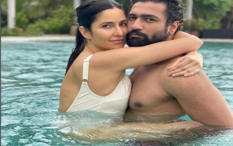 Oh So Romantic ! Katrina Kaif Wraps Her Arms Around Hubby Vicky Kaushal In Their Pool PDA; Actress Says, ‘Mine’-See PHOTO